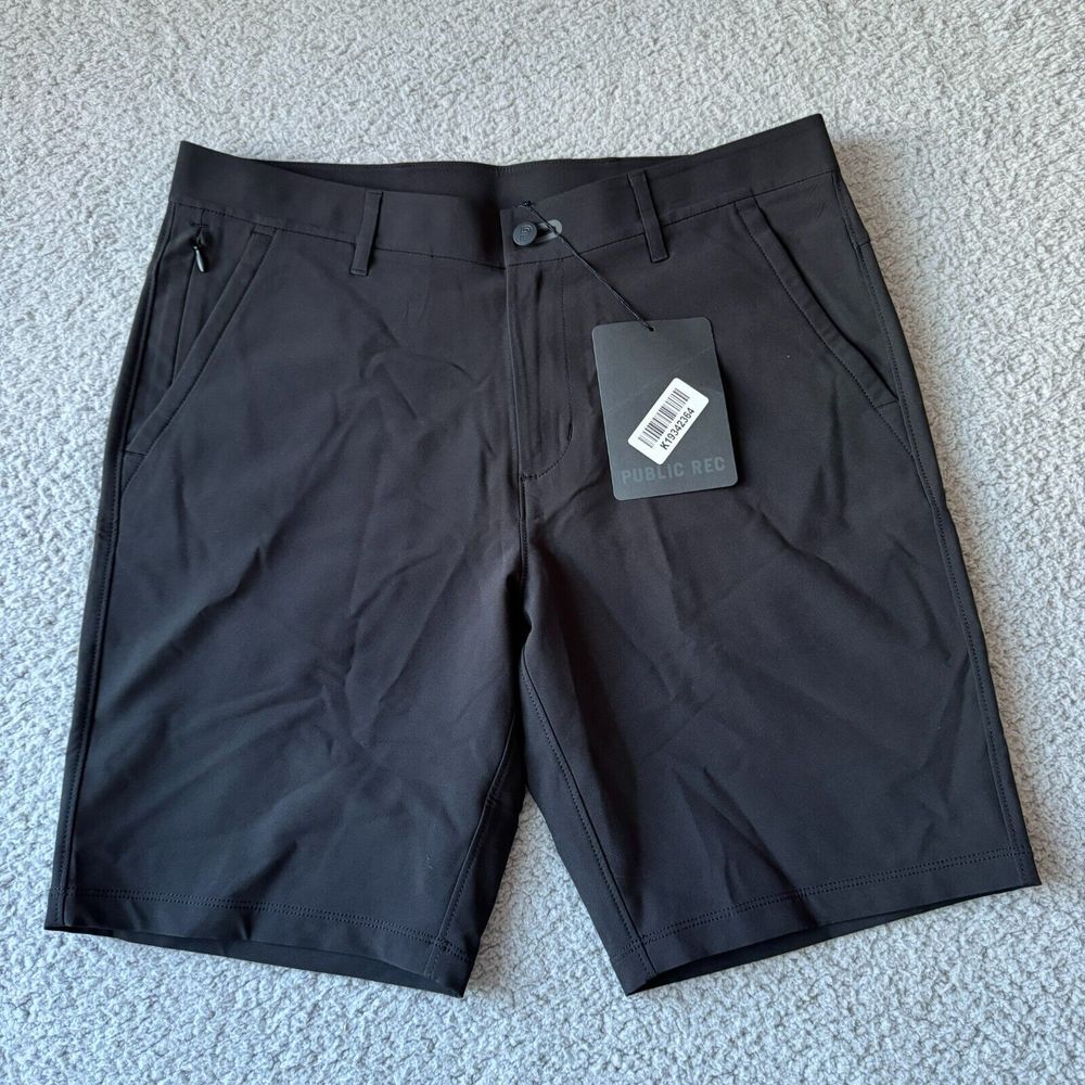 NEW Public Rec Shorts Mens 31 (Fits 32) Black Chino‎ Workday Short Golf Stretch